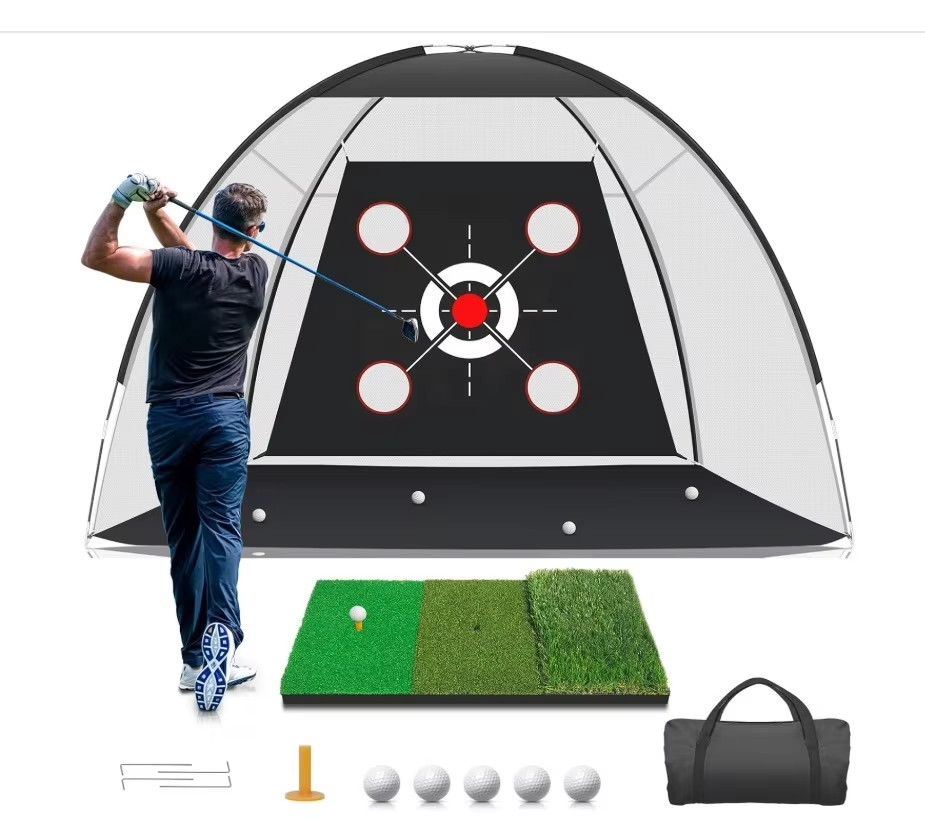 Golf Practice Net Indoor/Outdoor Portable Folding Hitting Cage Equipment Polyester Chipping Trainer
