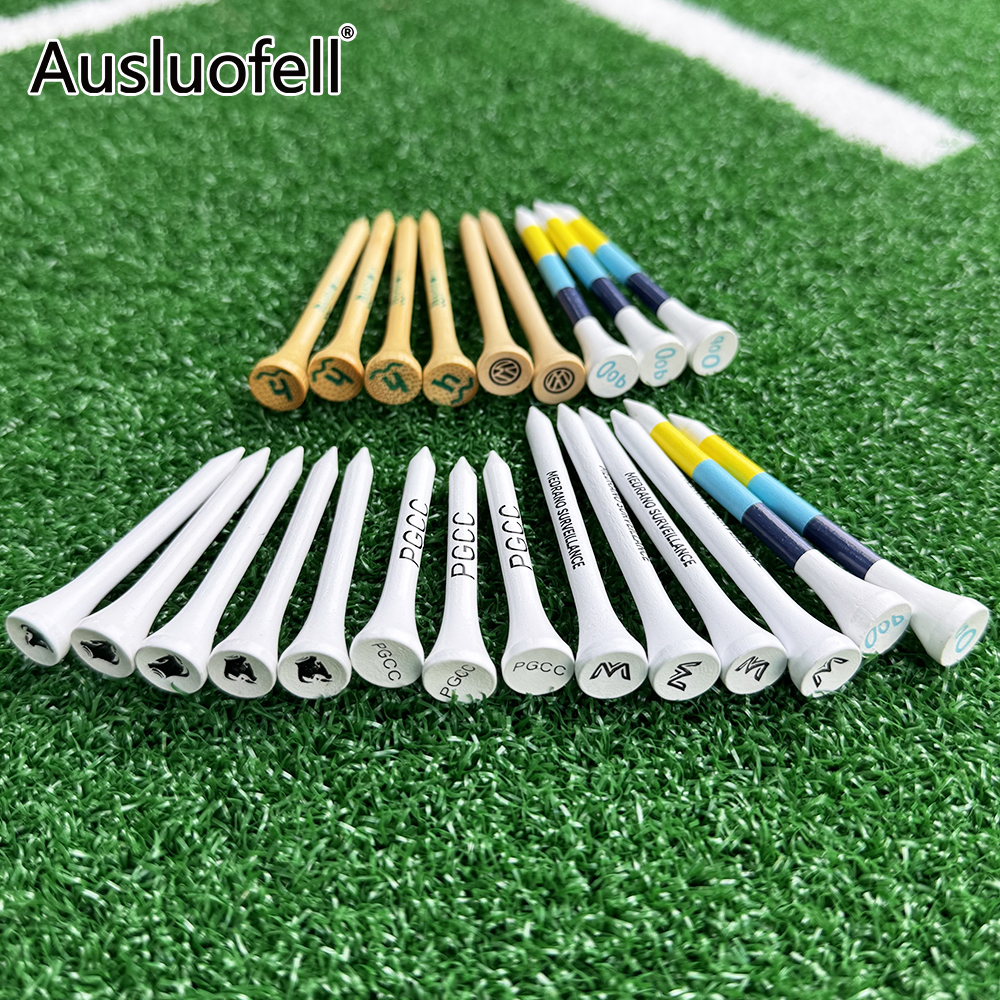 Custom Golf Tees Wooden Tee Bamboo Tee Plastic Tee Colored Printing Customize Logo For Golf Ball