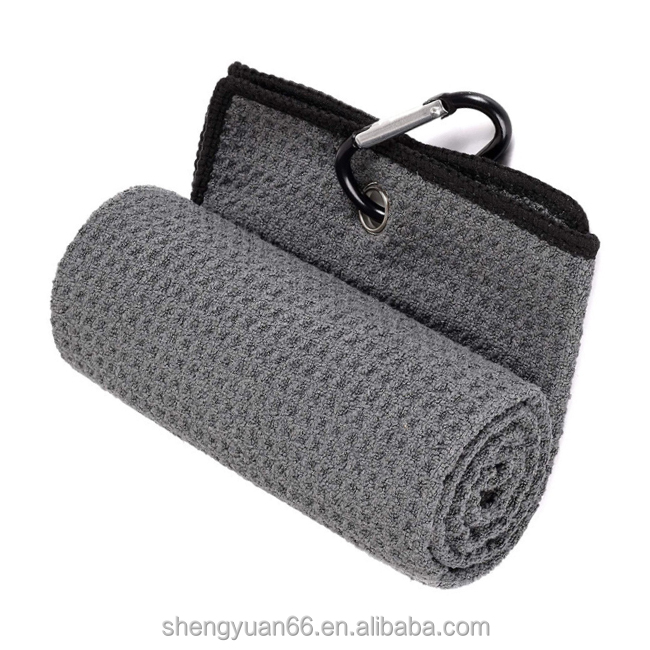 Golf Towel Clip Super Absorbent Quick Dry Soft Eco-Friendly Woven Plaid Pattern Cleaning Cloth for Clubs Balls Golf Accessories