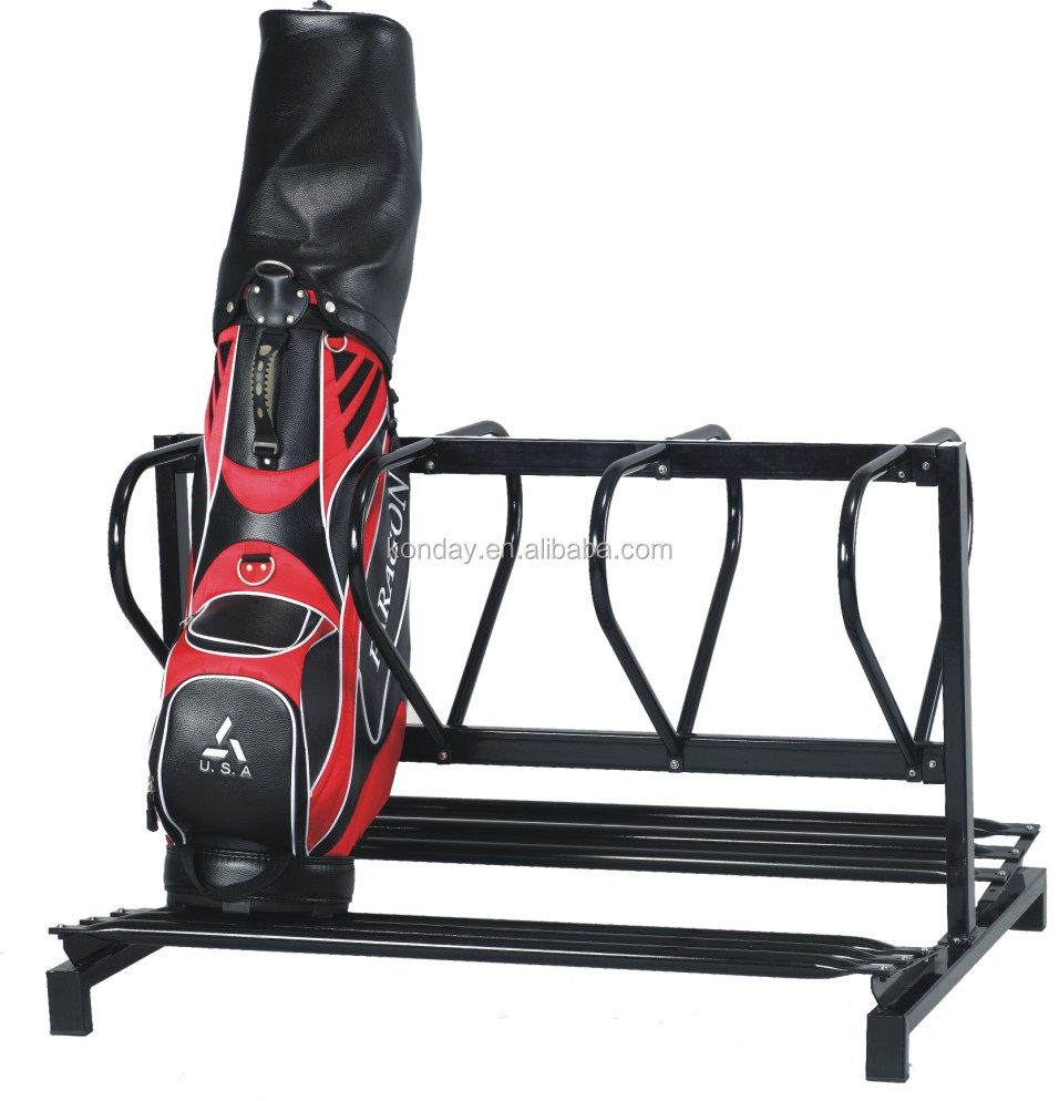 Multi Types Bag Rack Golf Driving Range Equipment Golf Bag Storage Rack and Protector Metal Golf Bag Organizer Display