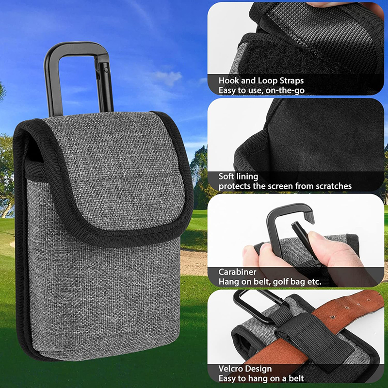 Golf GPS Replacement Travel Protective Case Golf GPS Screen with Carabiner Portable Lightweight Gray Golf GPS Carrying Case