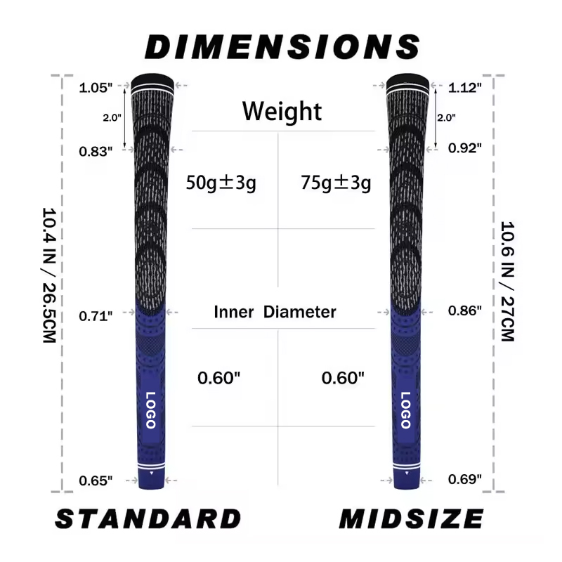 Custom Logo Golf Grips Rubber Standard Size Non-slip Durable 50+-2g Golf Club Grip