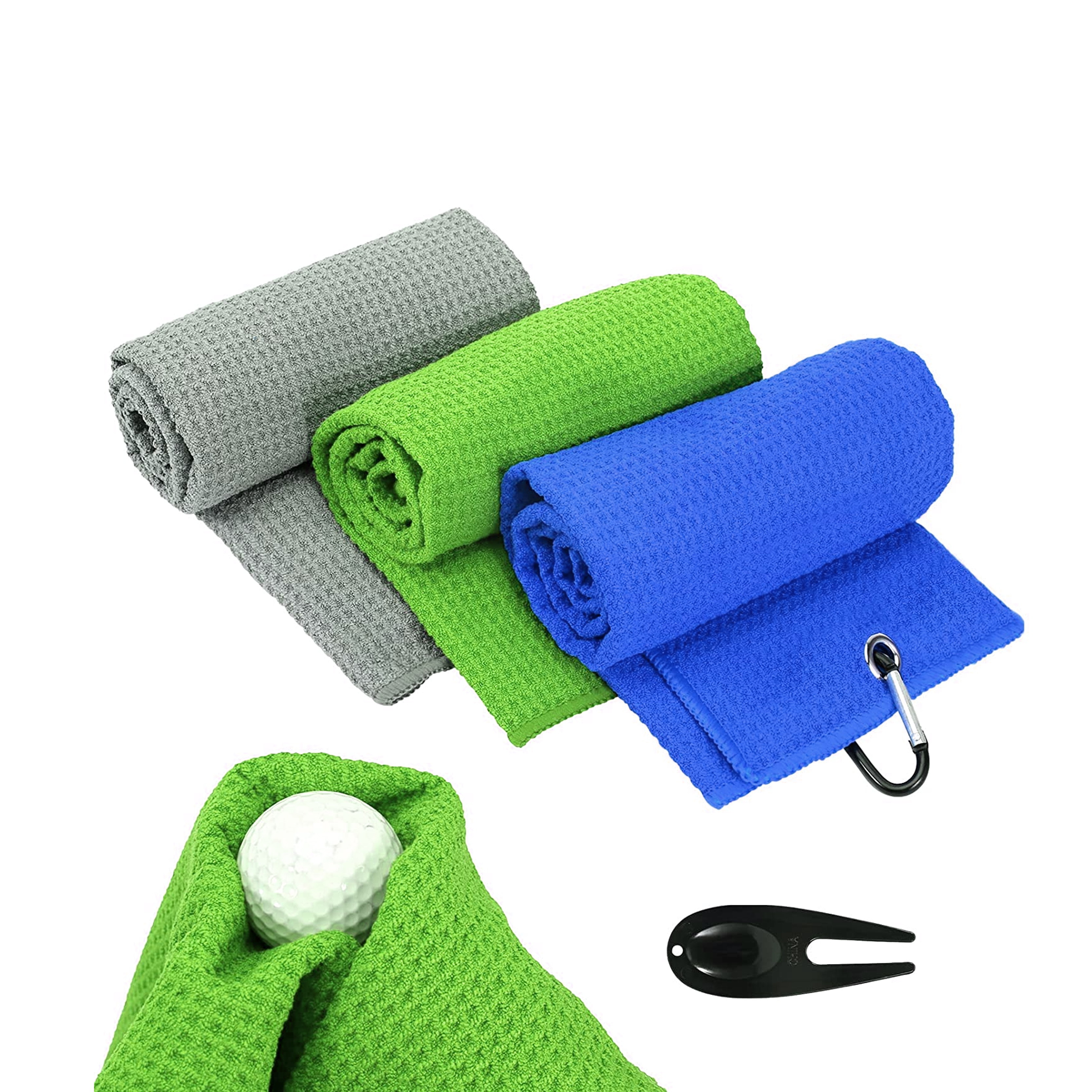 Blue Flamingo Printed Golf Club Cleaner Waffle Magnetic Microfiber Golf Towel with Clip Hook Sport Style Accessories