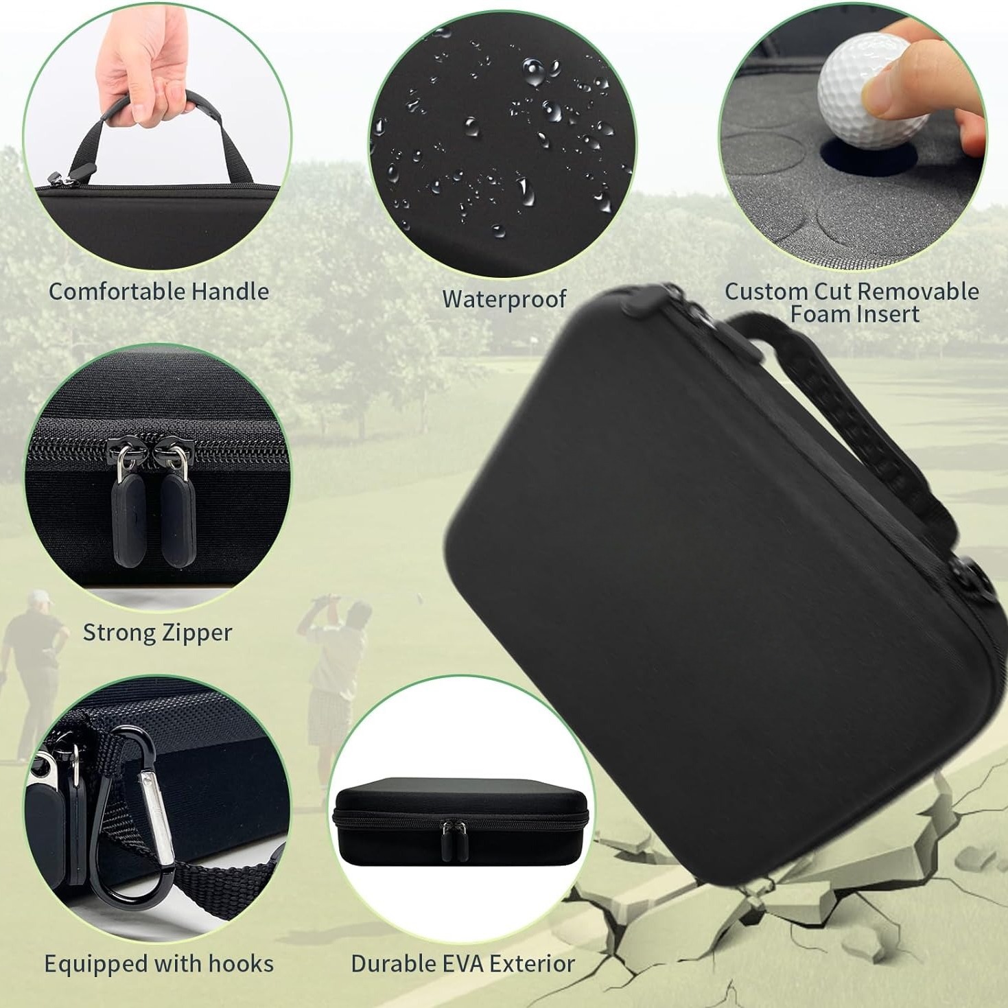 Customized Waterproof Shockproof Dustproof EVA Golf Tool Case Carry Case Golf Travel Bag for Sports Activities