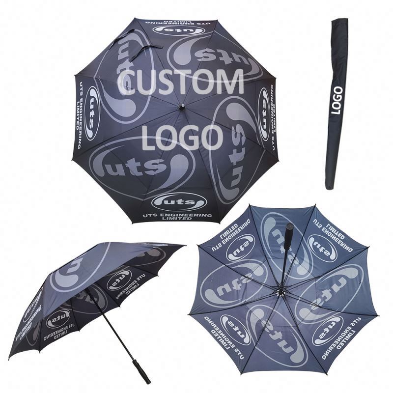 Custom Golf Club Men Professional Branded Protect Windproof Automatic Open Golf Umbrella Purple