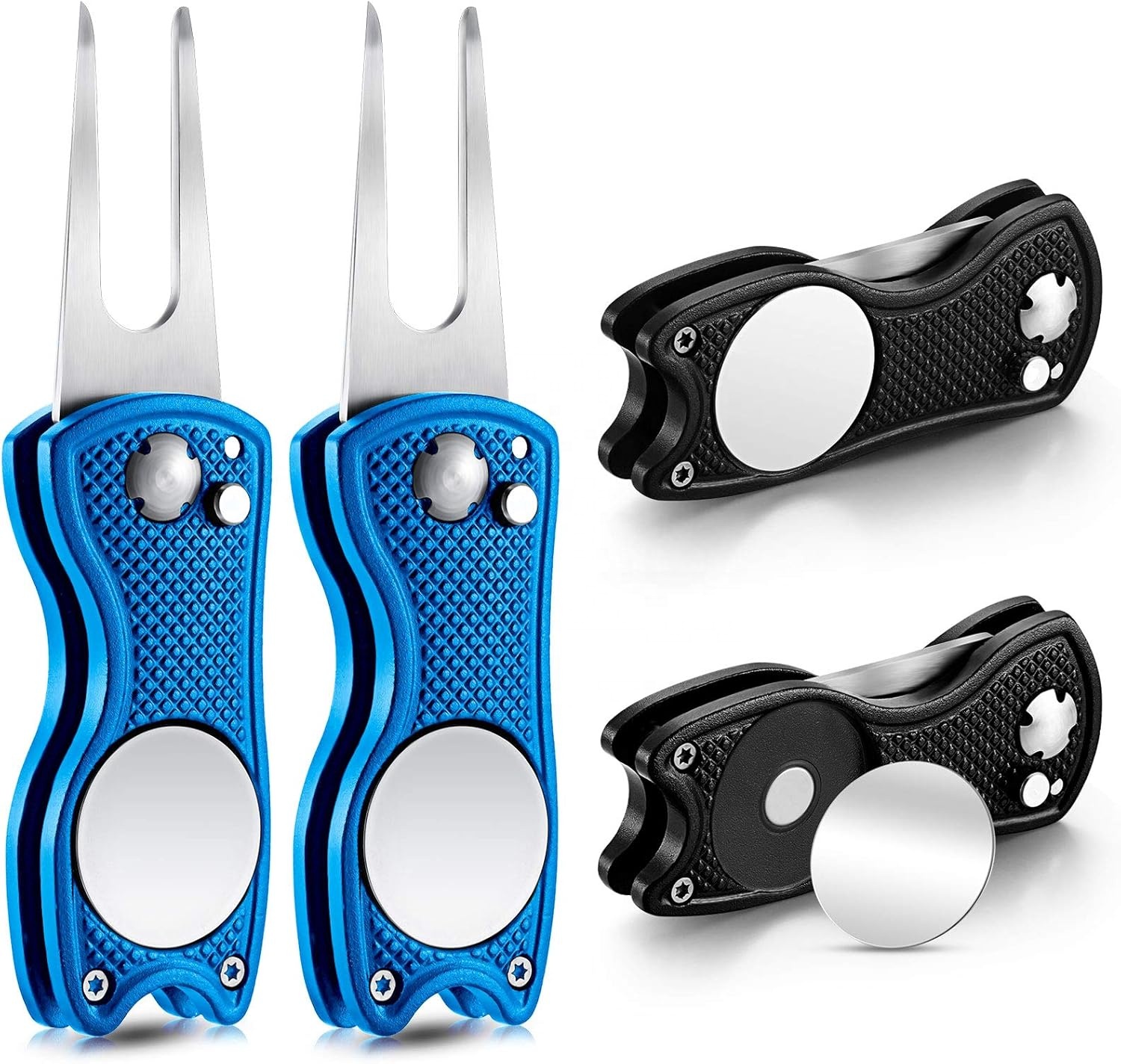Portable Stainless Steel Foldable Golf Repair Tool Magnetic Golf Ball Marker Tool