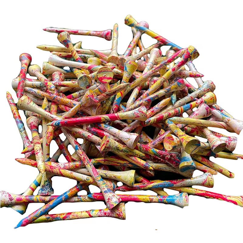 Colorful Printing Golf TEES 70 Mm 2 3/4 Wood Bamboo Golf TEES With Custom Packaging