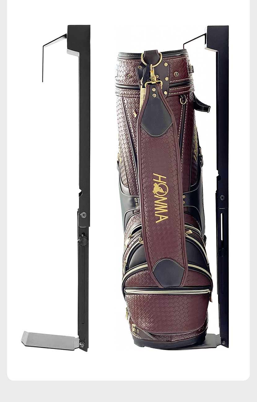 Wall Mount Metal Golf Bag Storage Stand with Air Spring Sliding System Sustainable Detachable Design Single Tier Holder