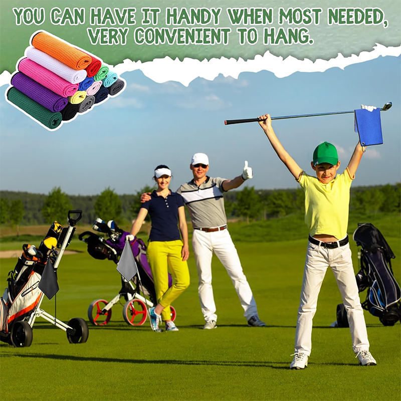 Custom Logo Embroidered Microfiber Magnet Golf Club Cleaner Colorful Magnetic Waffle Golf Towel Golf Accessories