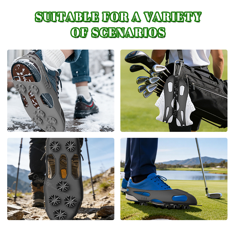 Universal Golf Shoe Spikes Clip on Traction Aid for Regular Athletic Shoes Flexible Shoe Spike Hanger for Outdoor Sports