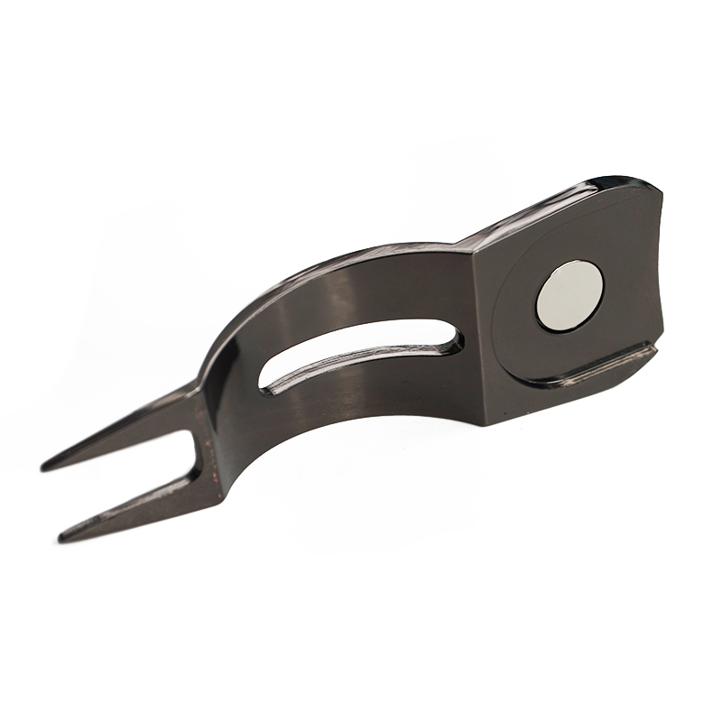 Factory Zinc Alloy Metal Golf Divot Repair Tools with Custom Ball Marker Black Golf Pitchfork Golf Accessory