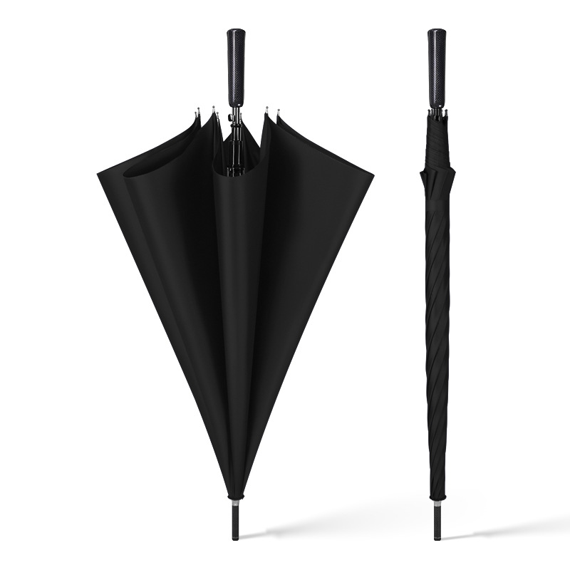 Luxury Carbon Fiber Ultra Light Automatic Golf Umbrella Straight Shaft Business Advertising Gift All-Weather Storm Resistant