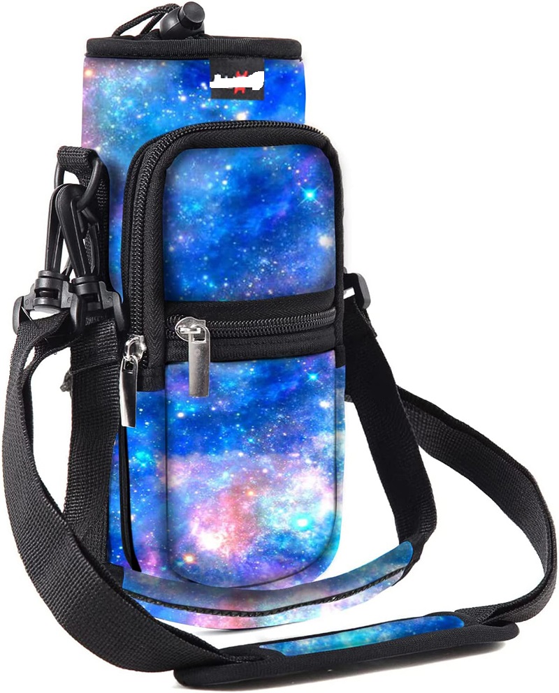 Adjustable Shoulder Strap Neoprene Water Bottle Holder Pouch 40 Oz Bottle Carrier Soft Handle Large Capacity Washable Feature