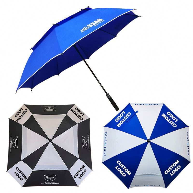 Custom Golf Club Men Professional Branded Protect Windproof Automatic Open Golf Umbrella Purple