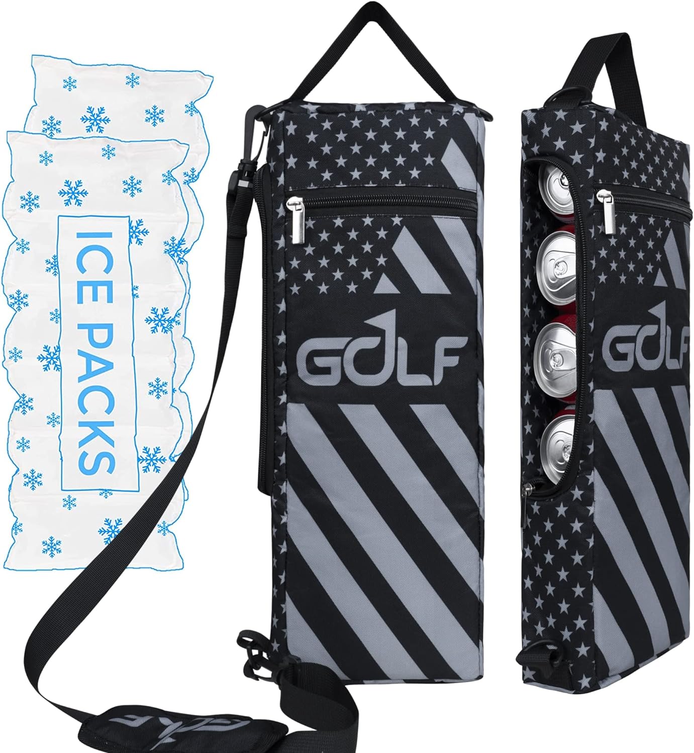 Oxford Soft-Sided Insulated Cooler Golf Bag with 6 Pack Can &amp; 2 Wine Bottle Holder 15L Capacity