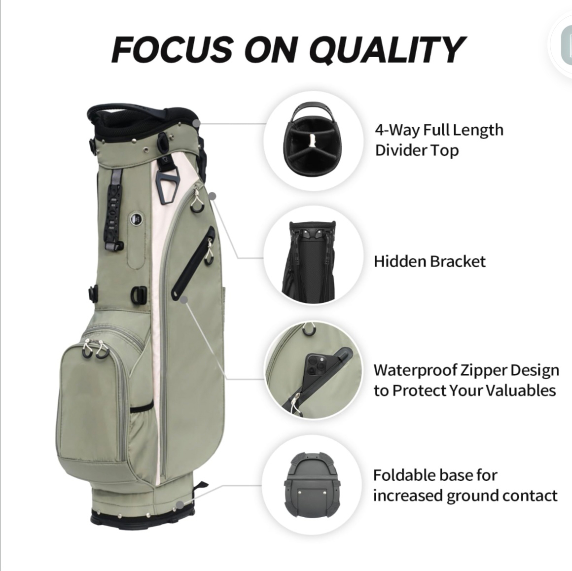 Golf Bag Men's Vertical Support Rod Camouflage Bracket Women's Small Lightweight Golf Bag Storage Bag Storage 7 Way Dividers