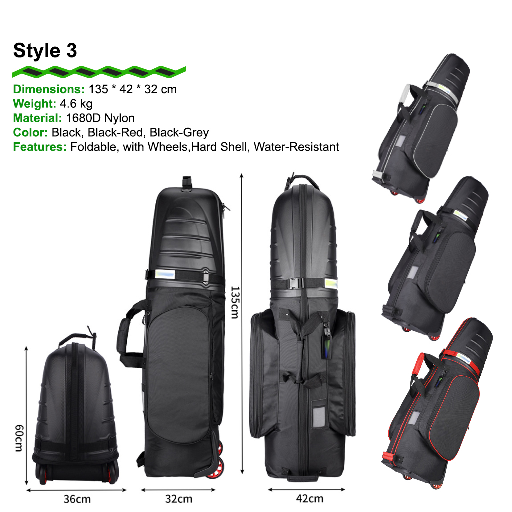 Dericsson Golf Travel Case Custom Golf Travel Bag Hard Case with Wheels Retractable Legs Airline Check-in Protective Golf Bag