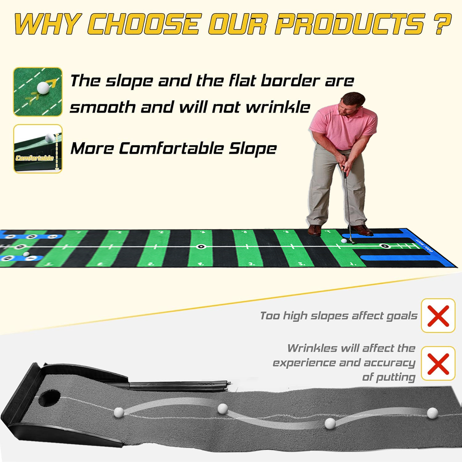 Custom Golf Training Chipping Mat Aid Strike Golf Course Practice Hitting Putting Green Mat for Indoor