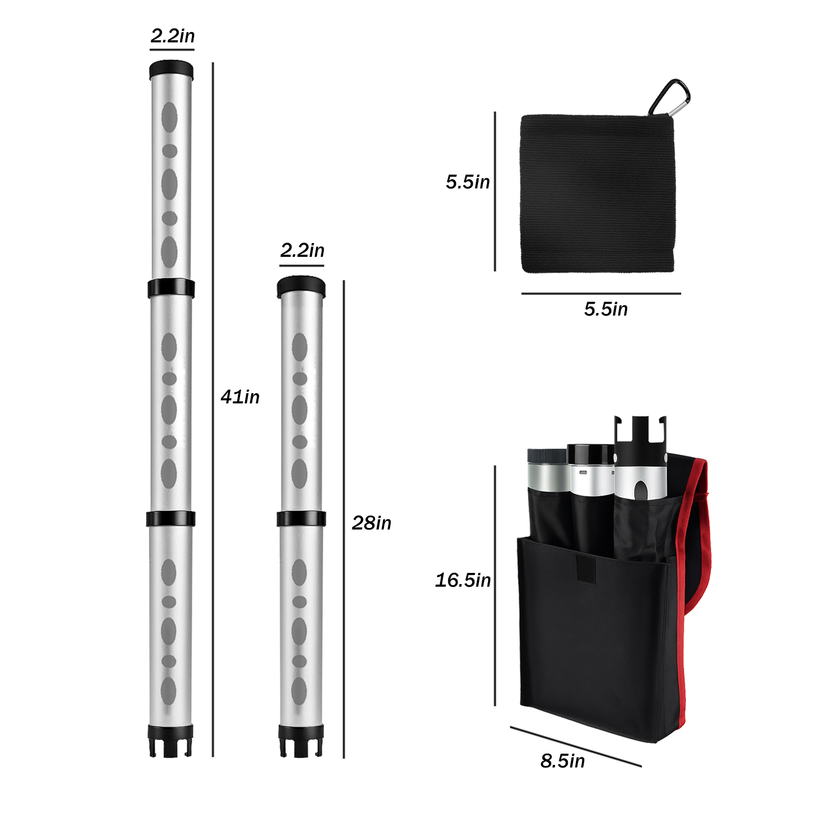 Portable Retractable Golf Ball Retriever Aluminum Alloy Ball Picker Upper Tube Collector for 20 Balls