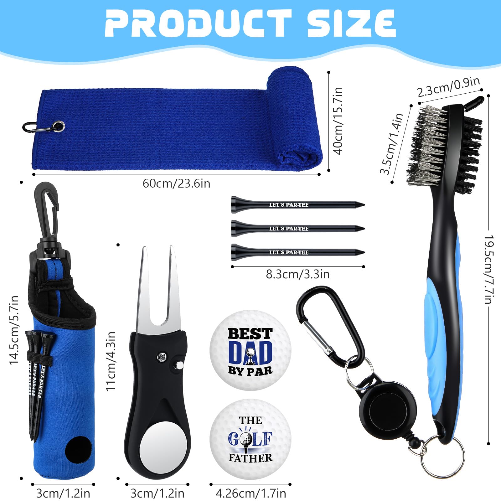Custom Golf Accessories Kit Golf Club Cleaning Kit Microfiber Towel Cleaner Brush Repair Tool Ball Bag for Men Women Gifts