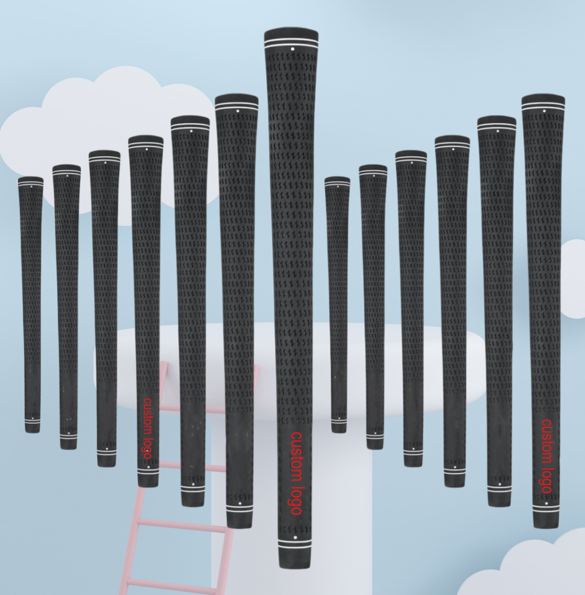 Premium Custom Logo Rubber Golf Club Grips Available in Standard Midsize Jumbo Sizes From Factory Supplier Small MOQ