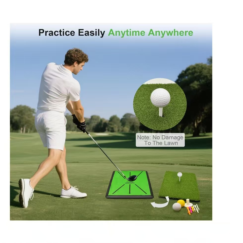 Golf Swing Path Feedback Mat with Velvet Impact Surface Practice Hitting Mat Traces Trajectory for Indoor Outdoor Training