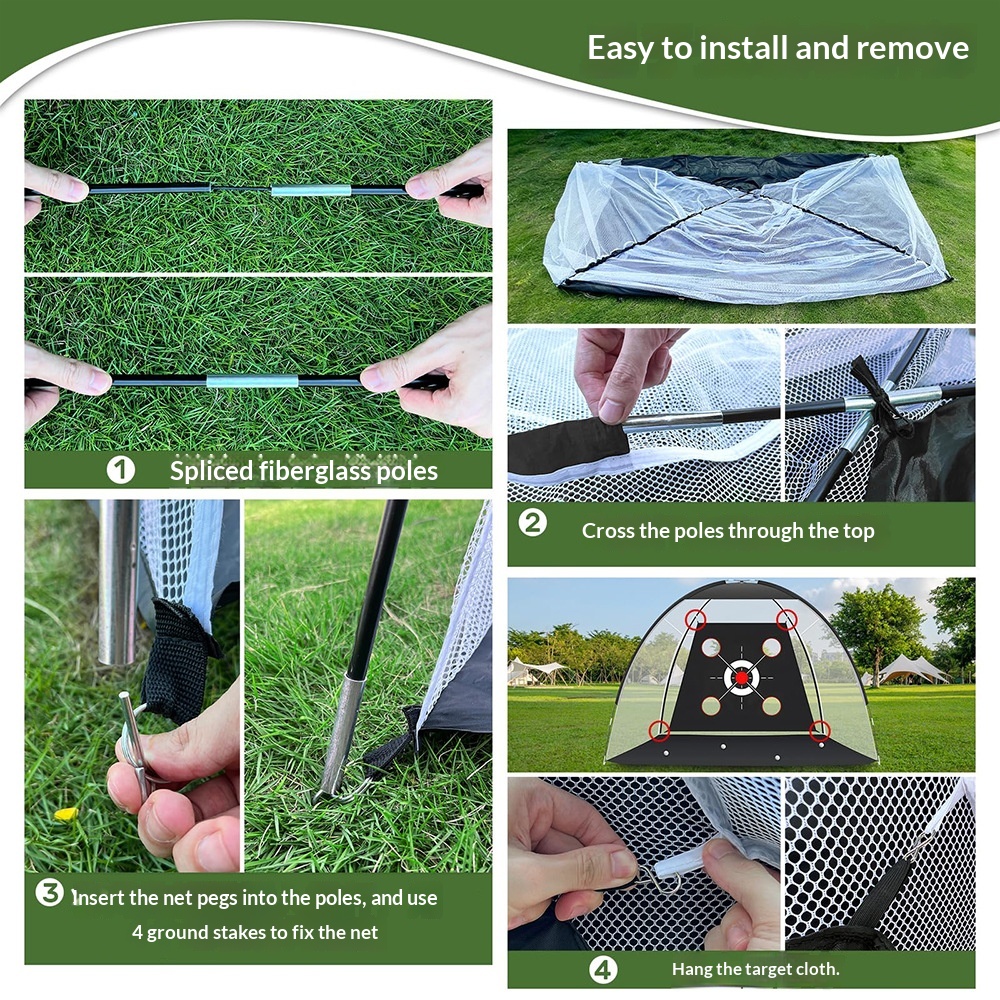 Factory Wholesale Cross-border Golf Swing Trainer Practice Net 3m Indoor With Hitting Pad Set Polyester Fiber