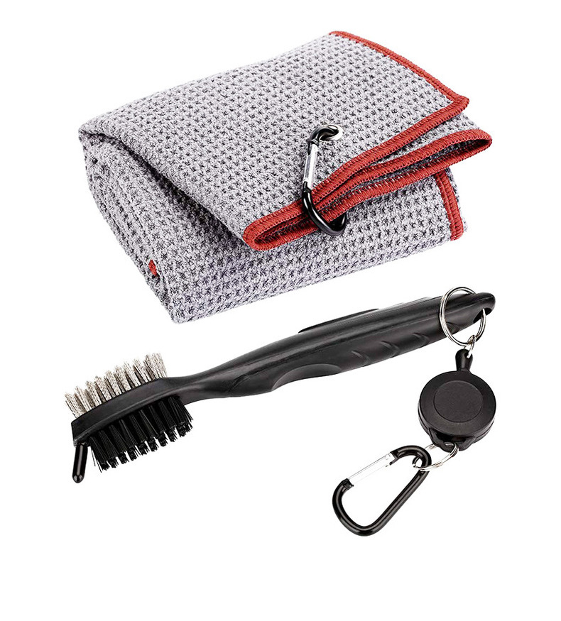 Hot Sale MHC Brand Golf Accessory Set Microfiber Waffle Eco-Friendly Golf Towel Cleaner Brush Divot Tool Novelty Pattern Knitted