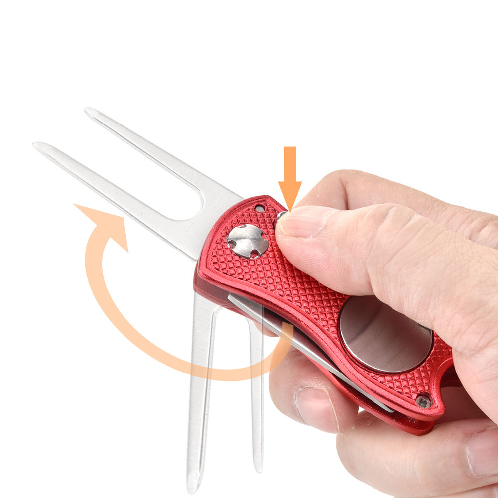 Foldable Stainless Steel Golf Repair Tool with Magnetic Pop-Up Ball Marker Divot Essential Accessory for Golf Clubs