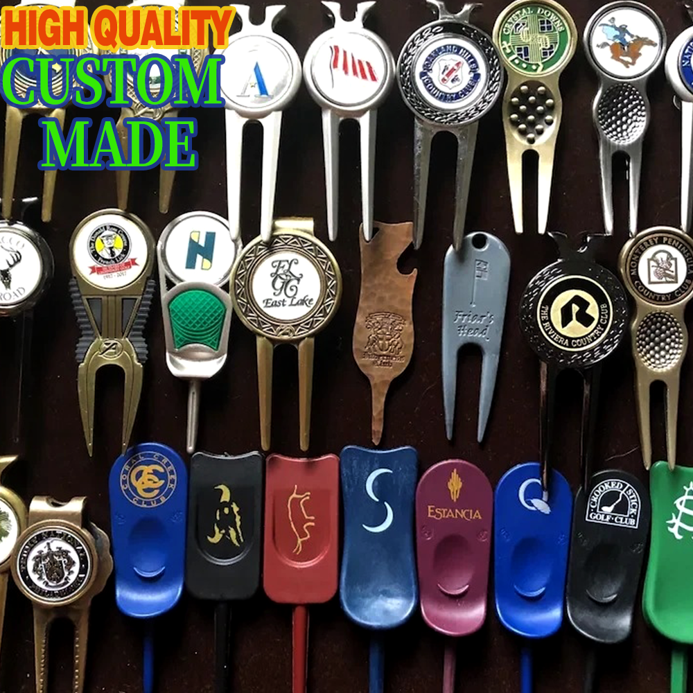 Custom Electroplated Zinc Alloy Golf Divot Tools With Personalized Logos (Cast) For Corporate Events Tournaments &amp; Advertising