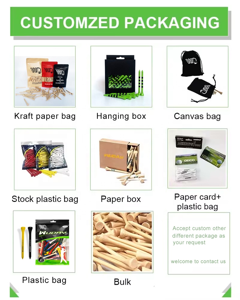 Custom Bag Packing Golf Tees Bag Pouch Wooden Bamboo Golf Tees Holder Peg