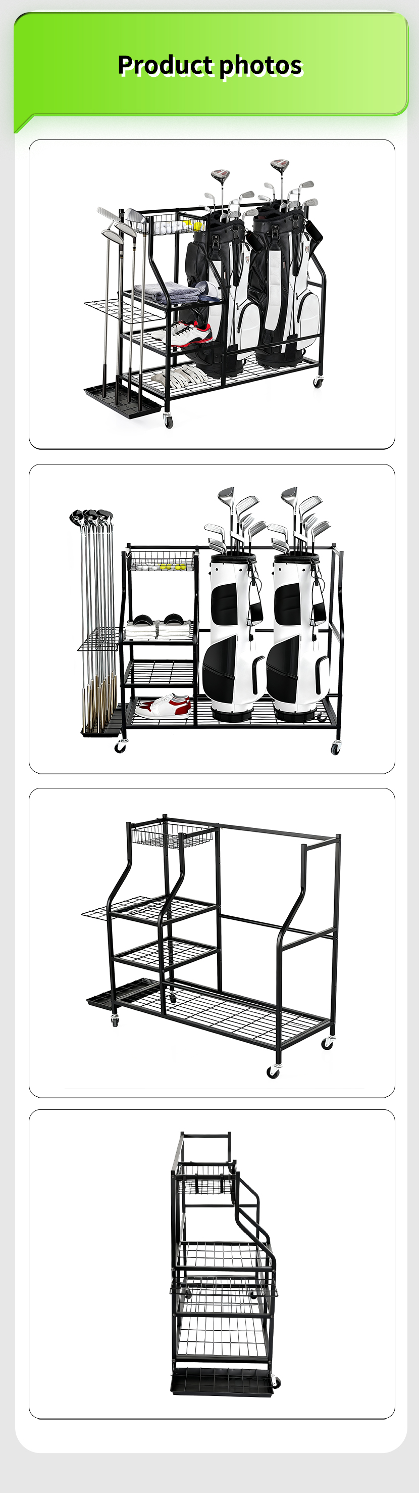 Golf Bag Club Holder Rack Accessories Shelves Ball Storage Stand Golf Bag Storage Rack for Garage