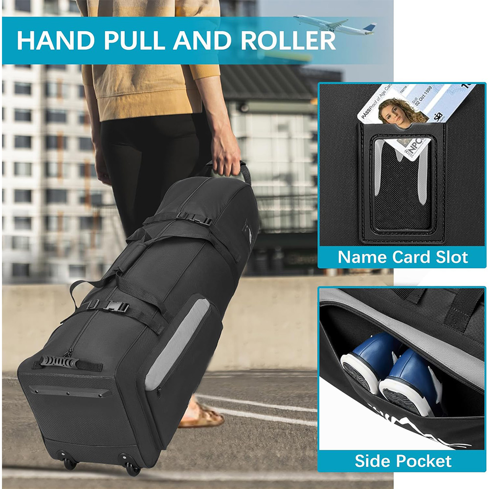 Durable Polyester Waterproof Golf Travel Luggage Travel Pack case Kit Box Tote Sport Bag With Wheels for Easy Transportation
