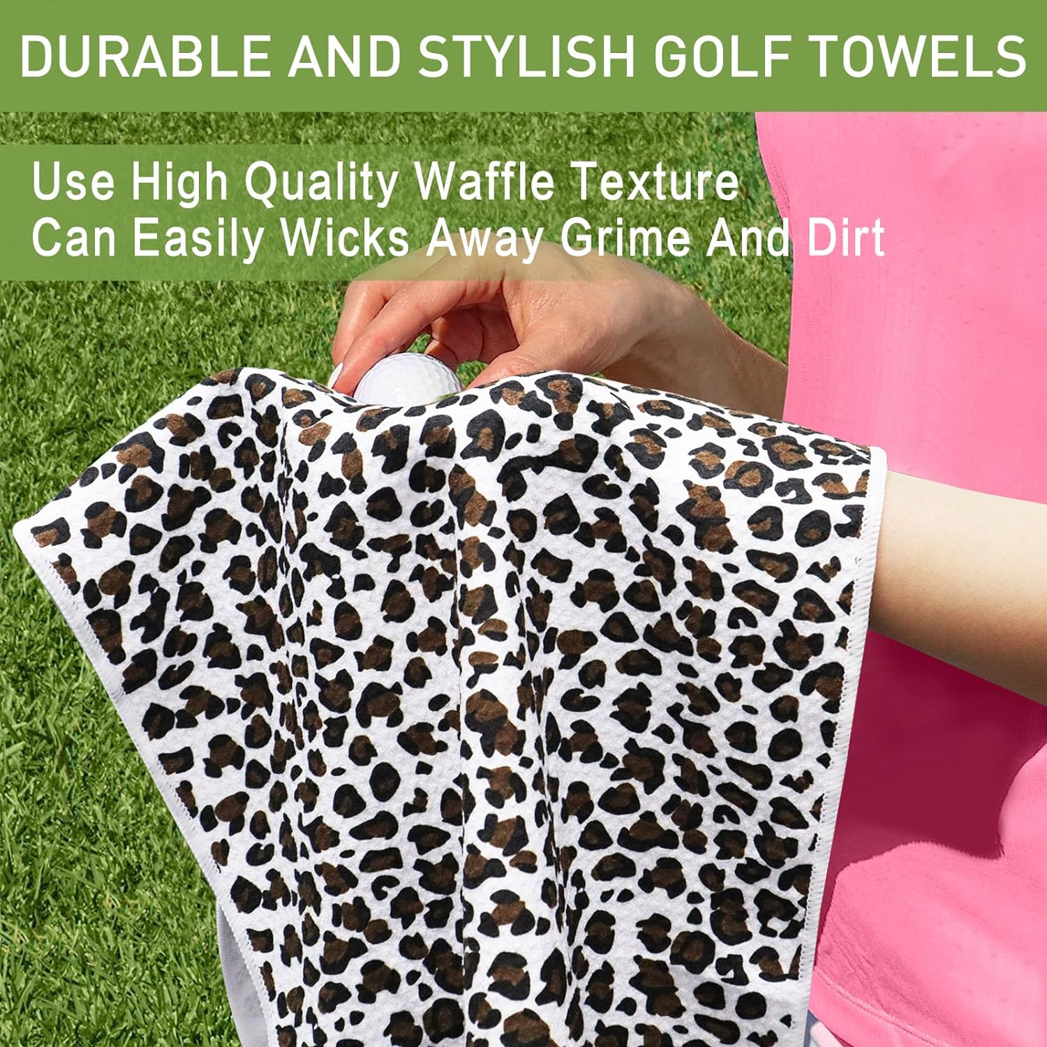 Golf Accessories Printed Purple Dollar Custom Logo Waffle Magnetic Microfibre Magnet Golf Towel Golf Club Cleaner With Clip Hook