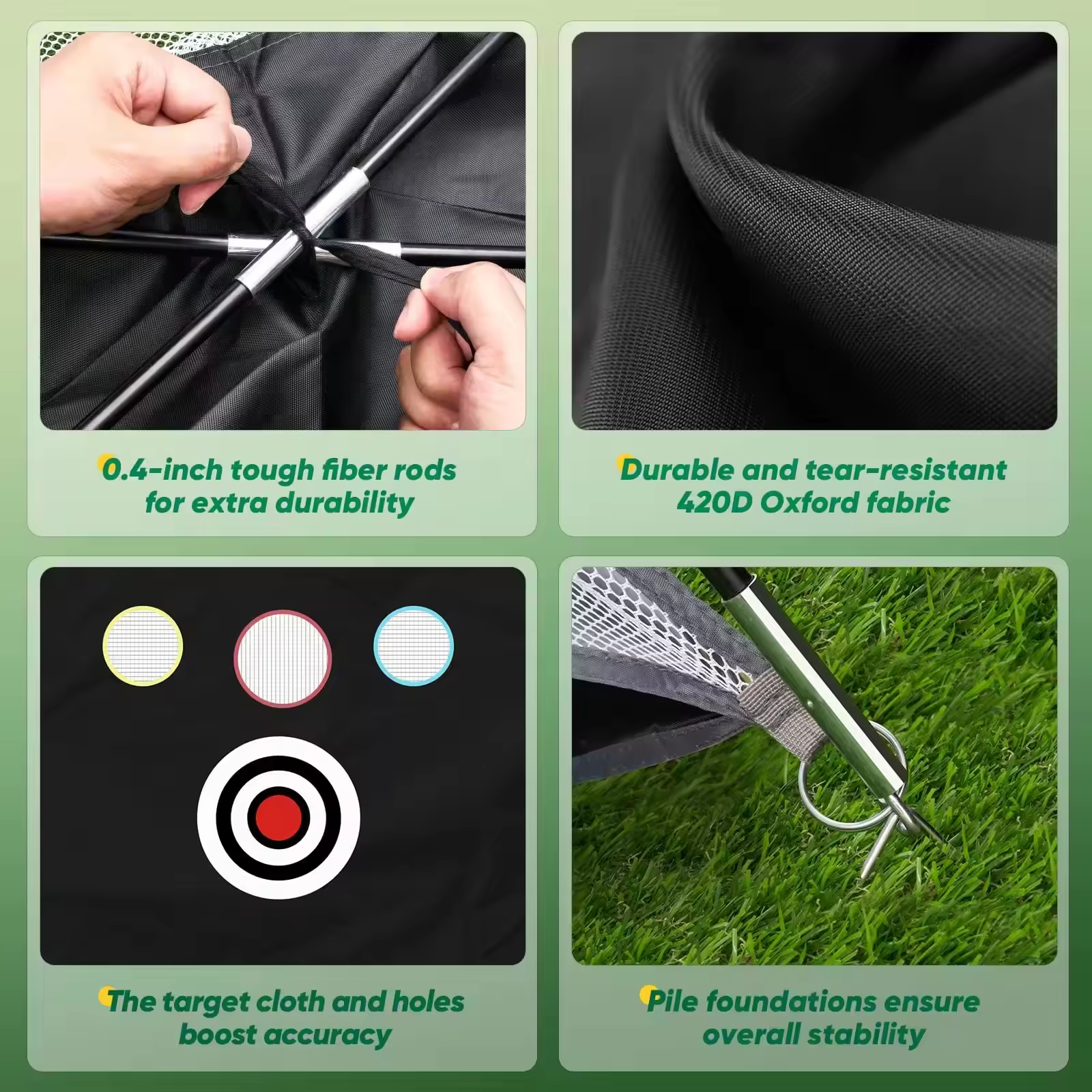 Golf Net 10x7ft Practice Net With Tri-Turf Mat All-In-1 Home Golf Hitting Aid for Backyard Driving Chipping Swing Training Black