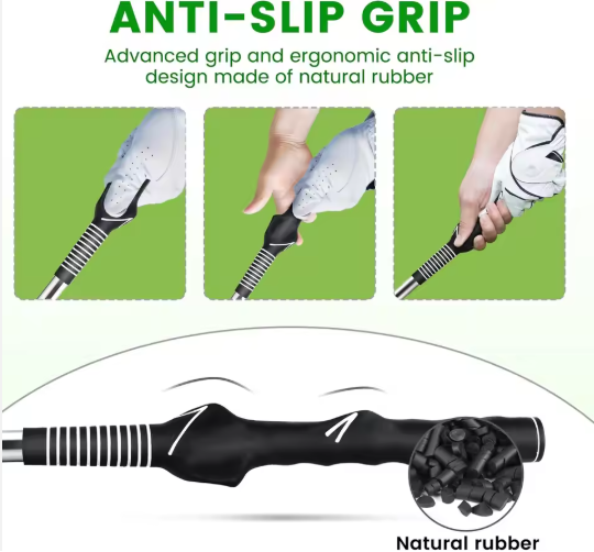 Telescopic Golf Swing Trainer with Impact Bar Sound Feedback for Indoor Outdoor