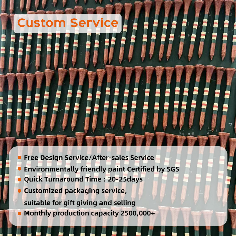 High Quality Custom Cigarette Golf Tees Box Packaged 70MM 83MM Bamboo Golf Tee Printed With Stripes