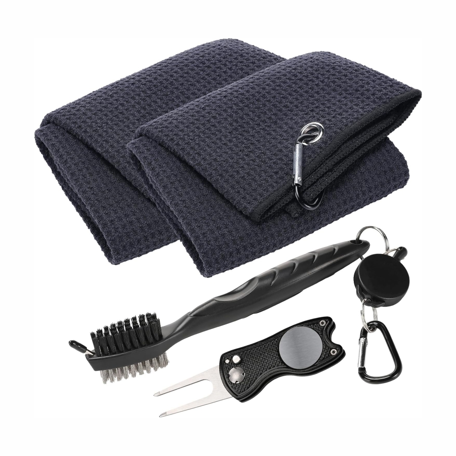Embroidered Waffle Golf Accessories Golf Towel Magnet for Golf Towel With Cleaning Brush