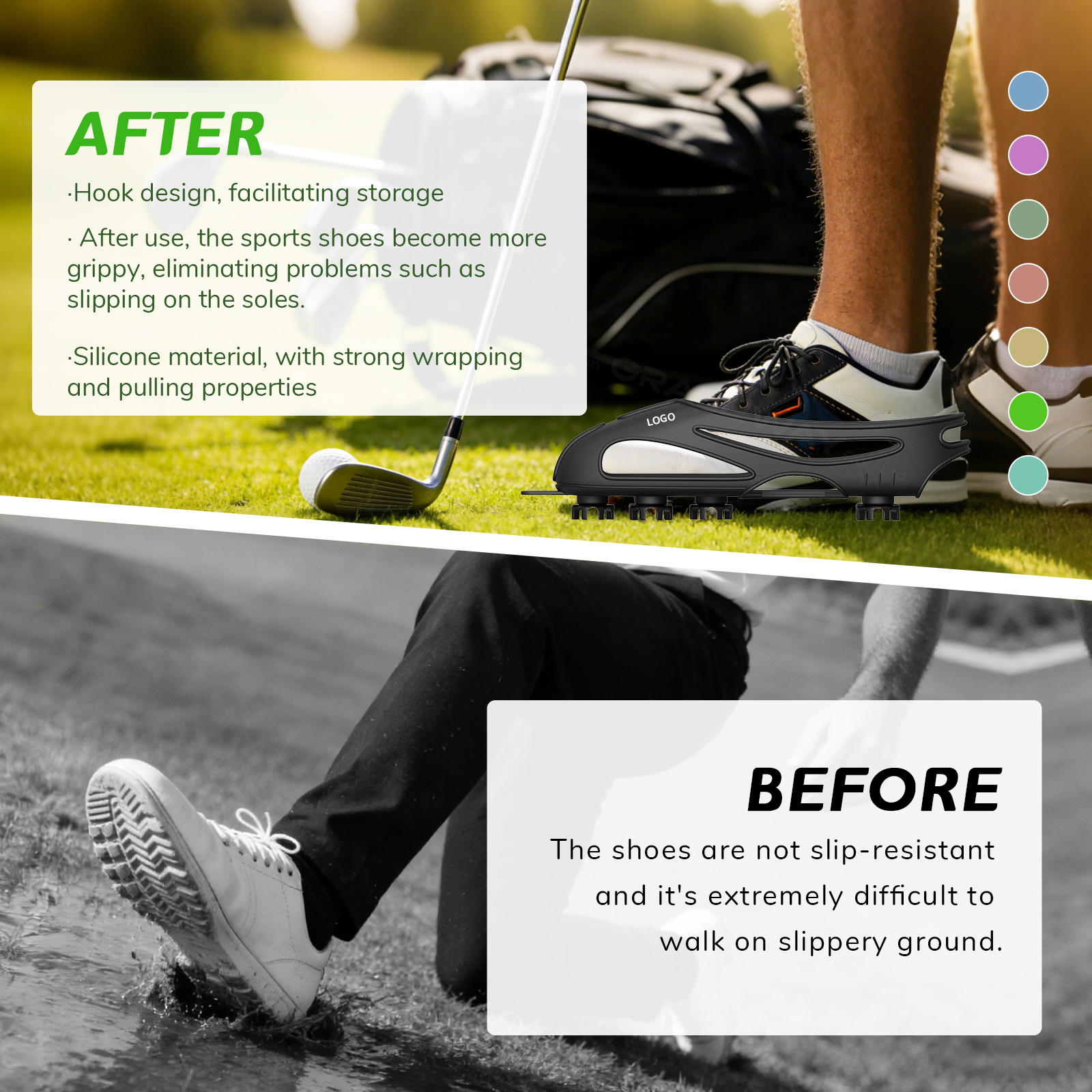 Universal Golf Shoe Cleats Cover Anti Slip Traction Grip Attachment for Golf Training Sports OEM Golf Silicone Shoe Spike Hanger