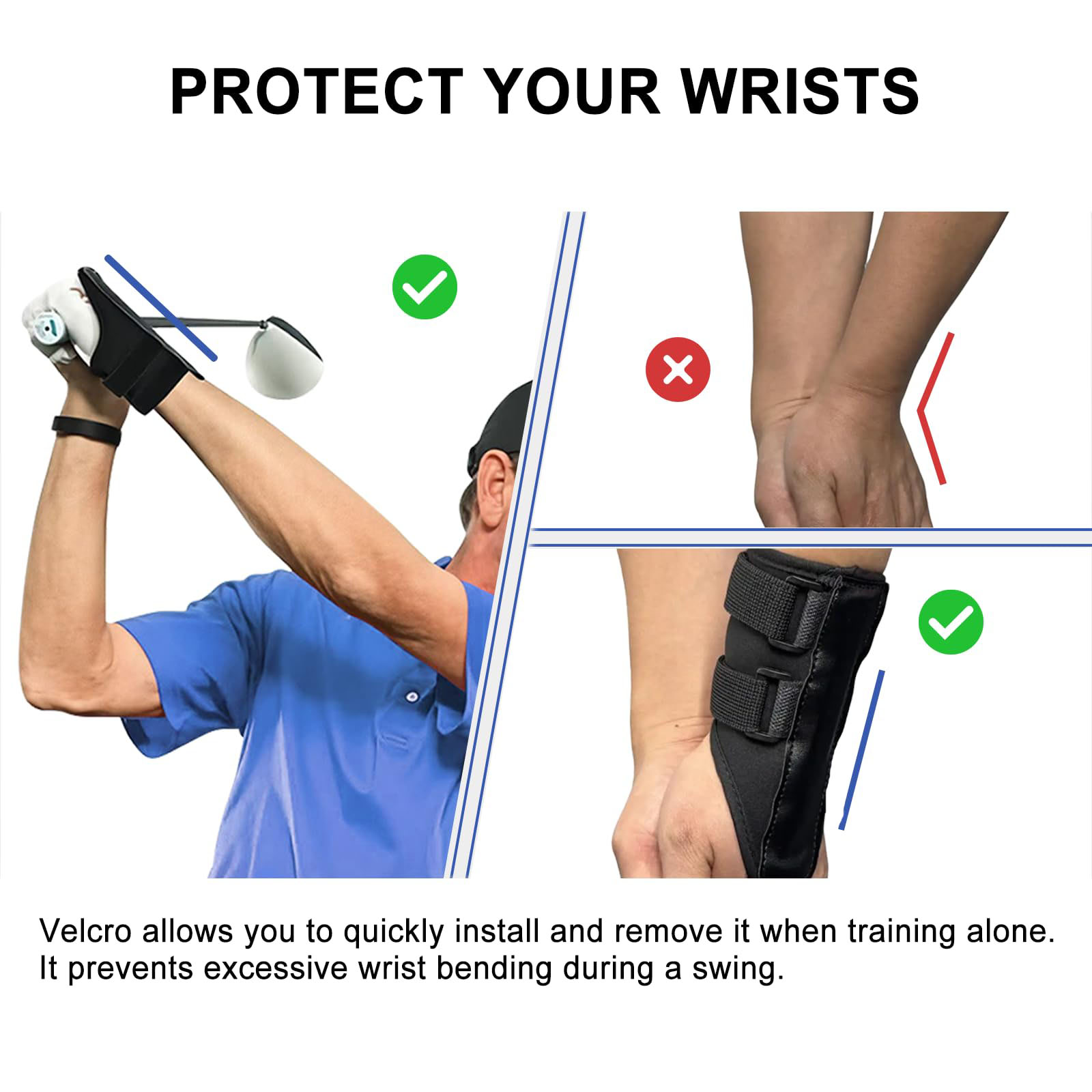 Golf Training Kit with Arm Band Golf Swing Training Aid to Correct Wrist Angle and Develop Muscle Memory for Beginner Golfers
