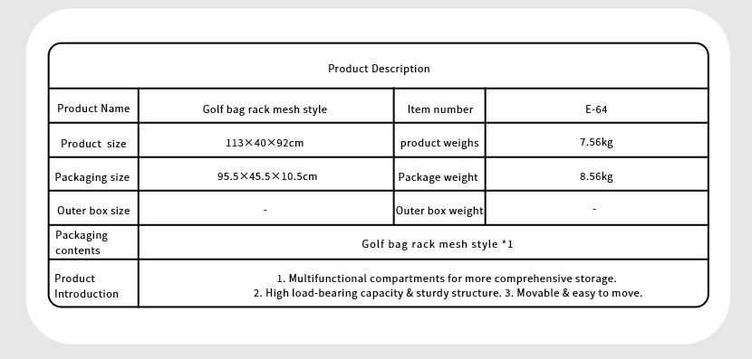 Golf Bag Club Holder Rack Accessories Shelves Ball Storage Stand Golf Bag Storage Rack for Garage