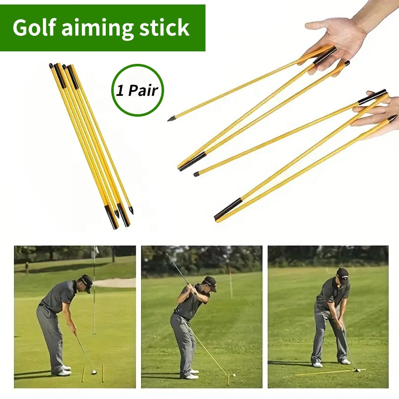 OEM/ODM Supported Golf Putting Line Training Aid Alignment Stick Golf Swing Corrector Alignment Rods Set with Protective Tube