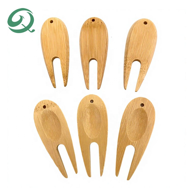 New Golf Accessory Eco-Friendly Bamboo Golf Divot Tool Marker Custom Logo Golf Divot Repair Tool Portable Lawn Maintenance Fork