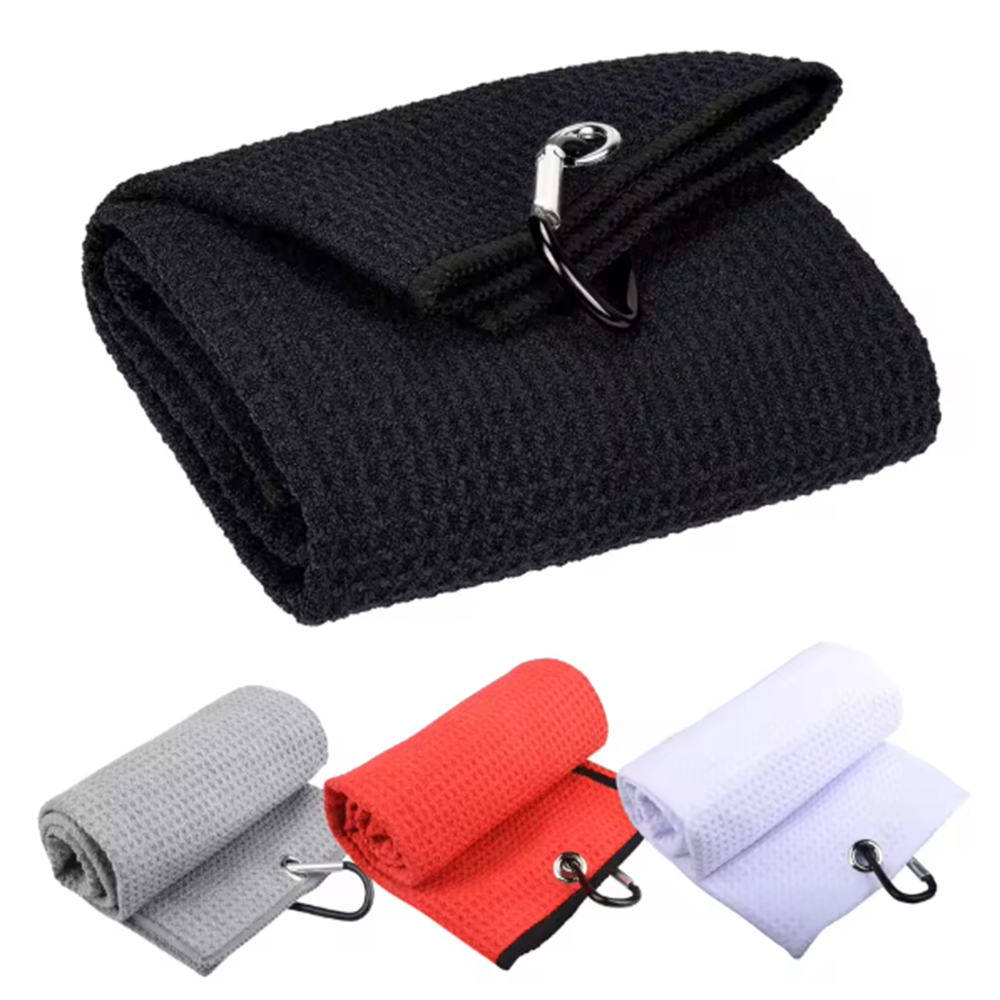40x60cm Golf Towel With Hook 5 Colors Microfiber Duty Clip Carabiner Accessories Equipped with a Double-sided Cleaning Brush