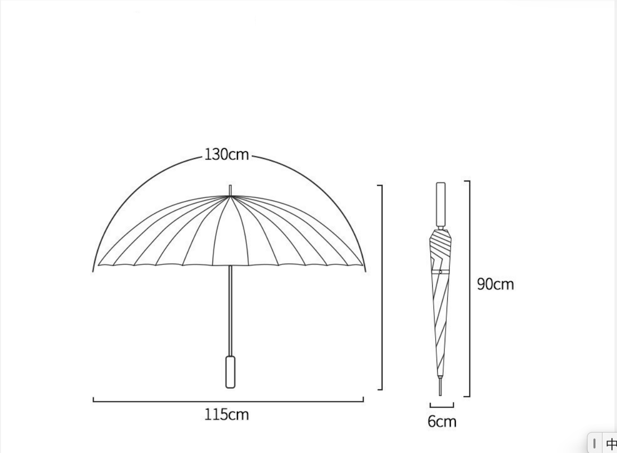 24-bone golf umbrella detail 1