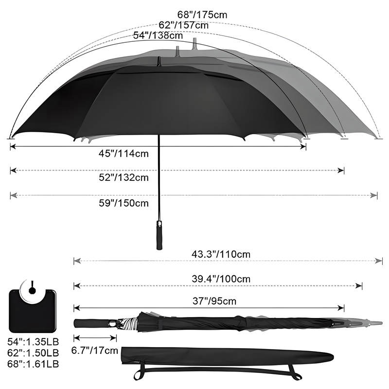 Hot Sale 135cm Large Uv Umbrella protection Windproof Waterproof Double Layer Automatic Open Business Golf Umbrella for Sun Rain