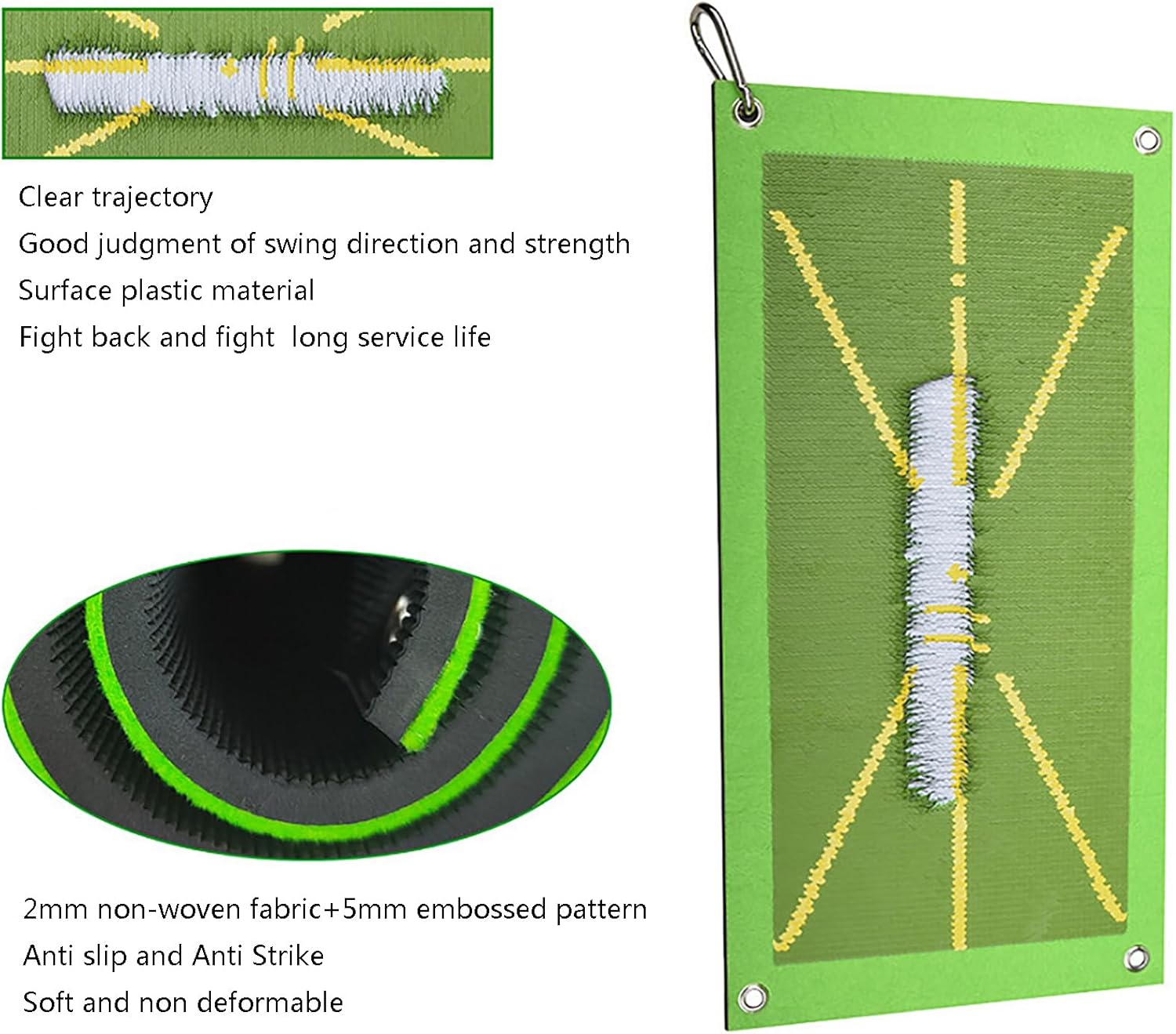 Premium Rubber Golf Swing Training Mat Swing Detection Pro Path Feedback Ball Impact Analysis for Indoor/Outdoor Use 24x49cm