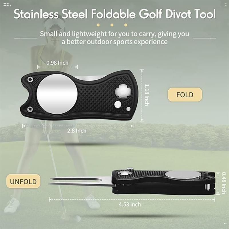 Lightweight Aluminum Handle Retractable Golf Divot Tool Blank Metal Bulk Golf Divot Repair Tool With Ball Marker