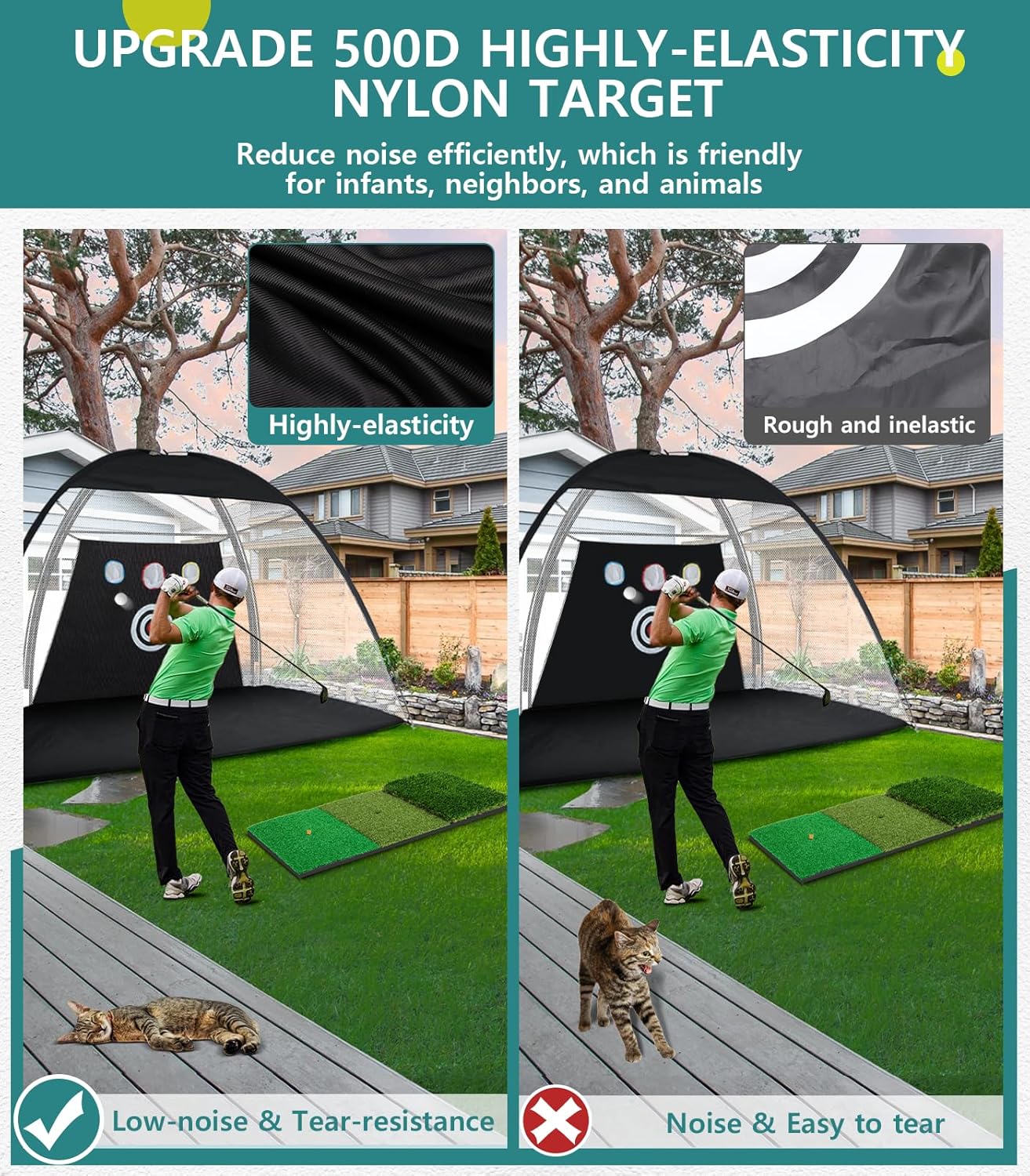 Swing Trainer Golf Net And Mat Complete Set With All Accessories 10x7FT Tee Balls Chipping Net Backyard Practice Kit