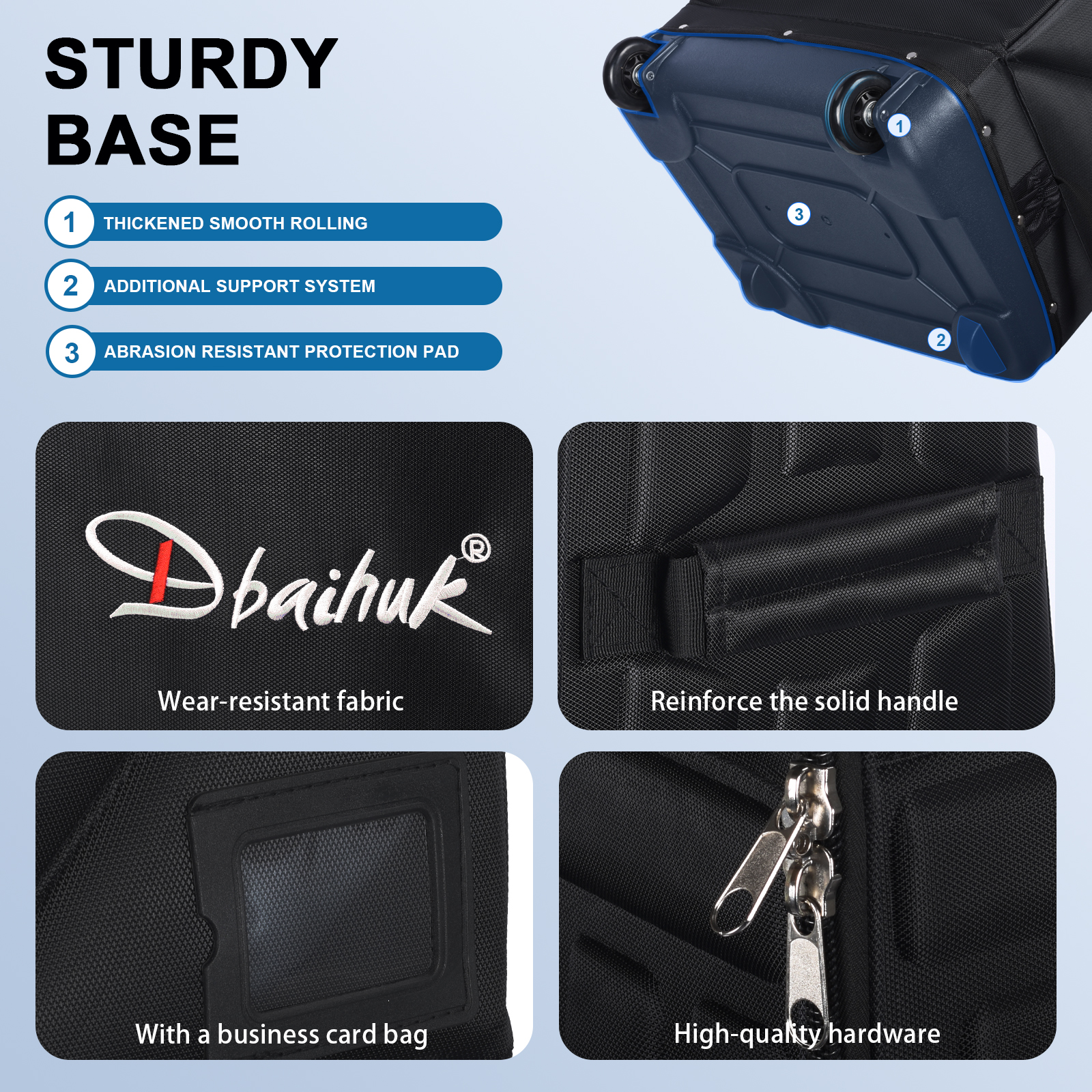 Dbaihuk Foldable Hard-Shell EVA Black Golf Travel Bag Wheels Durable Club Storage Protection Case | All-in-One Accessory Set